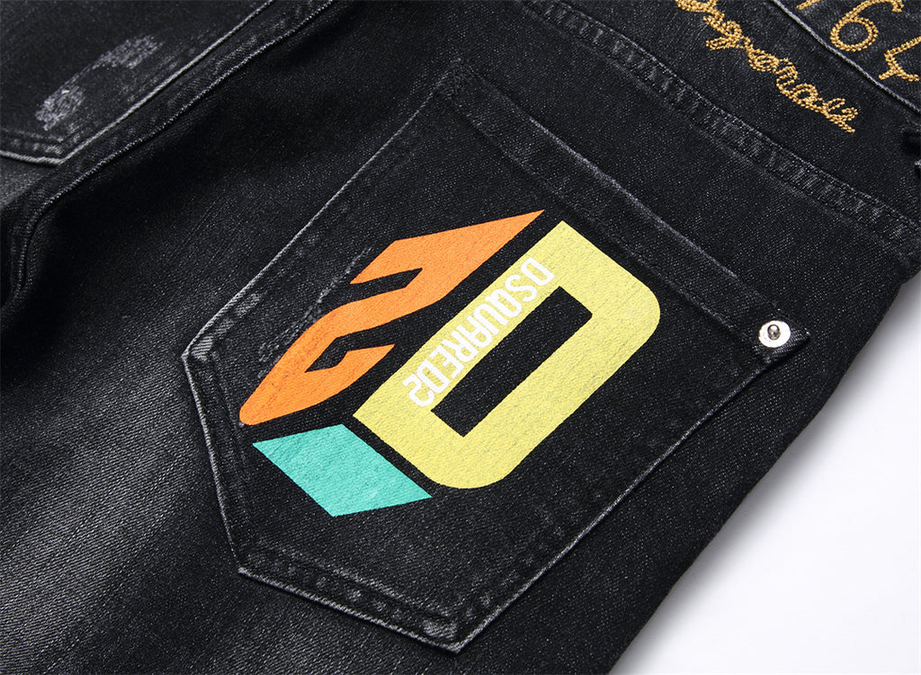 DSQ2 Logo Ripped Jeans