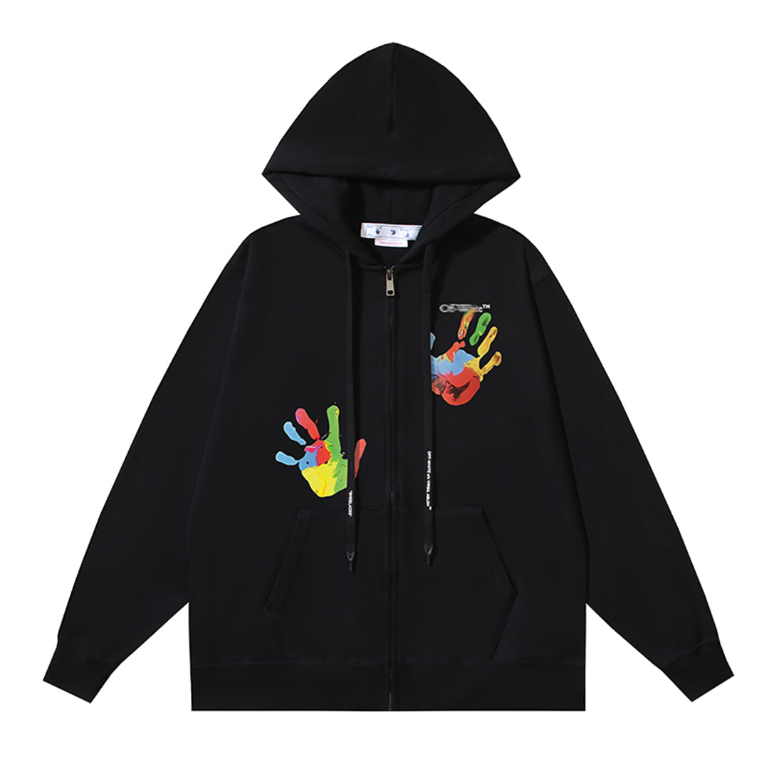 OFF Logo Print Hoodie Jacket
