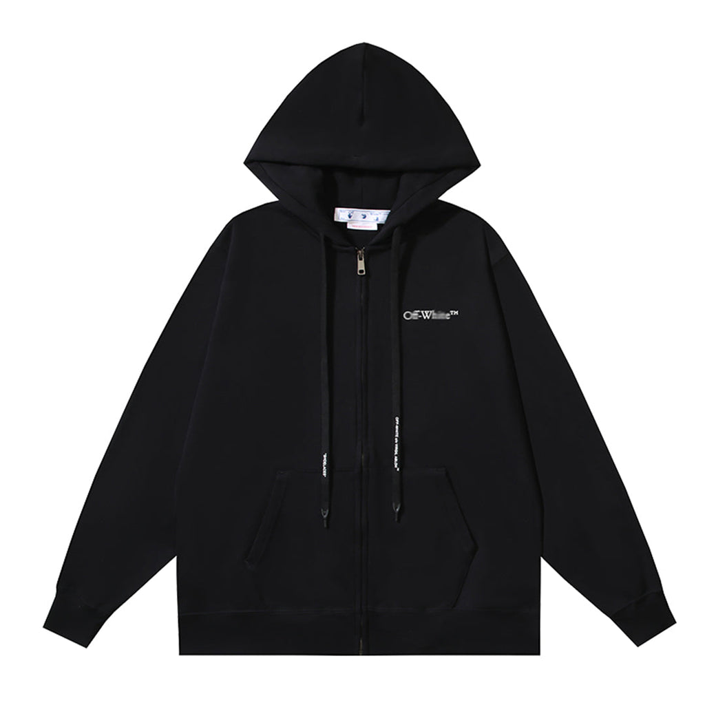 OFF Logo Print Hoodie Jacket