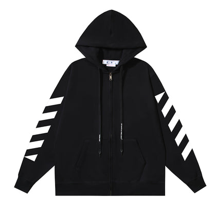 OFF Logo Print Hoodie Jacket