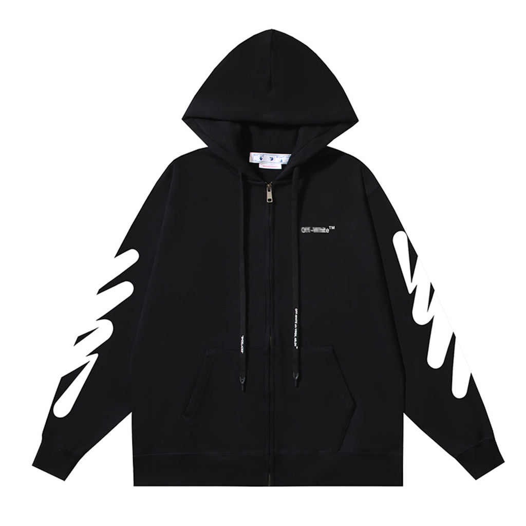 OFF Logo Print Hoodie Jacket