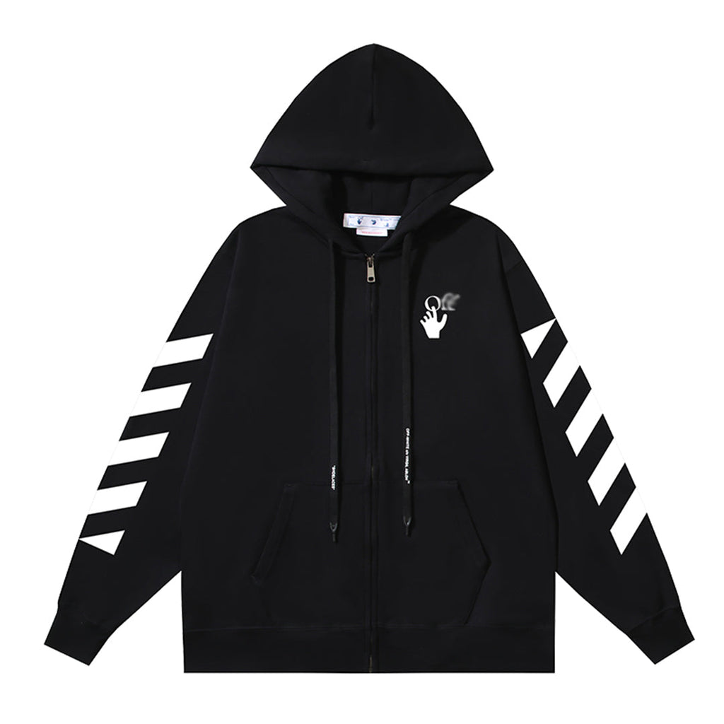 OFF Logo Print Hoodie Jacket