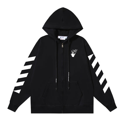 OFF Logo Print Hoodie Jacket