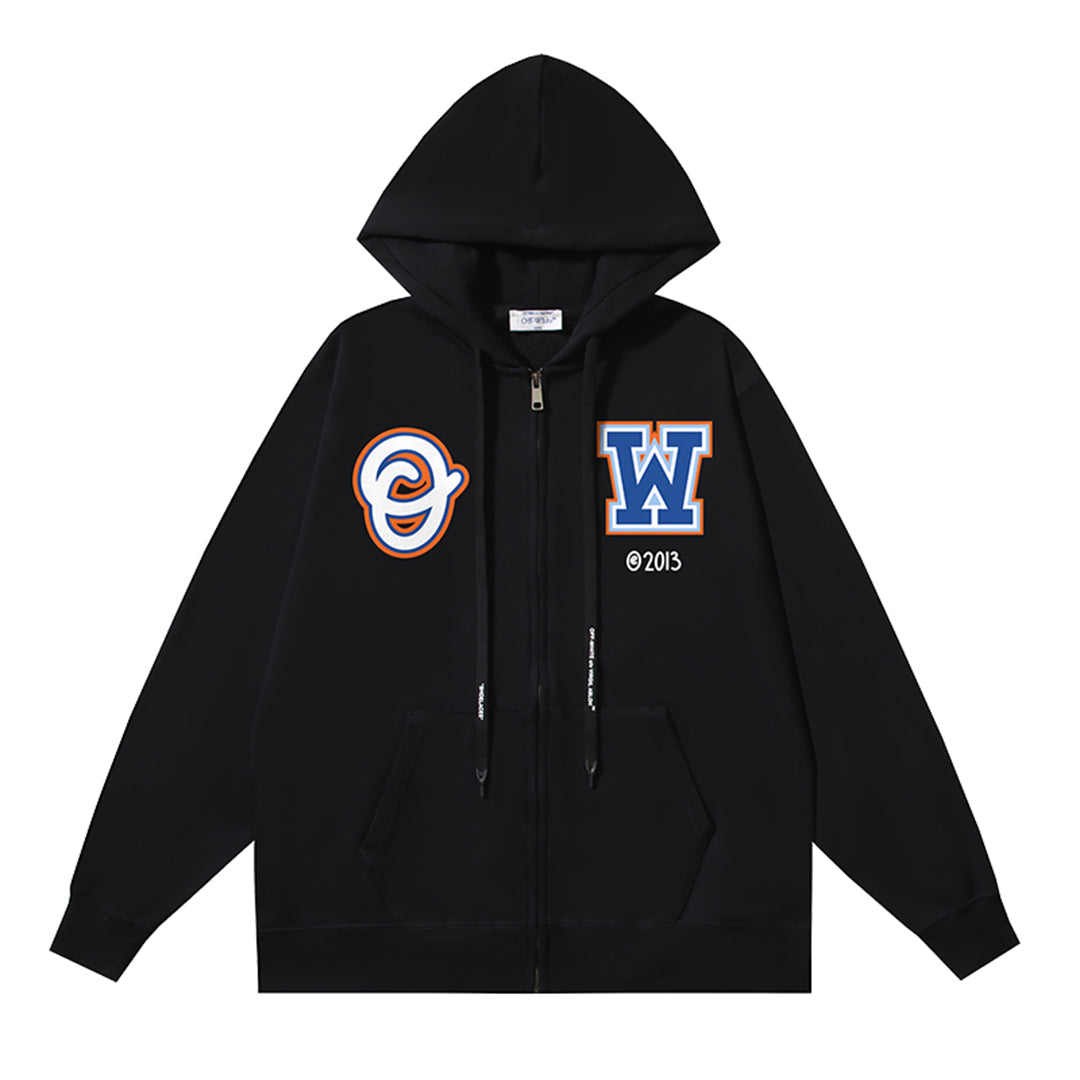 OFF Logo Print Hoodie Jacket